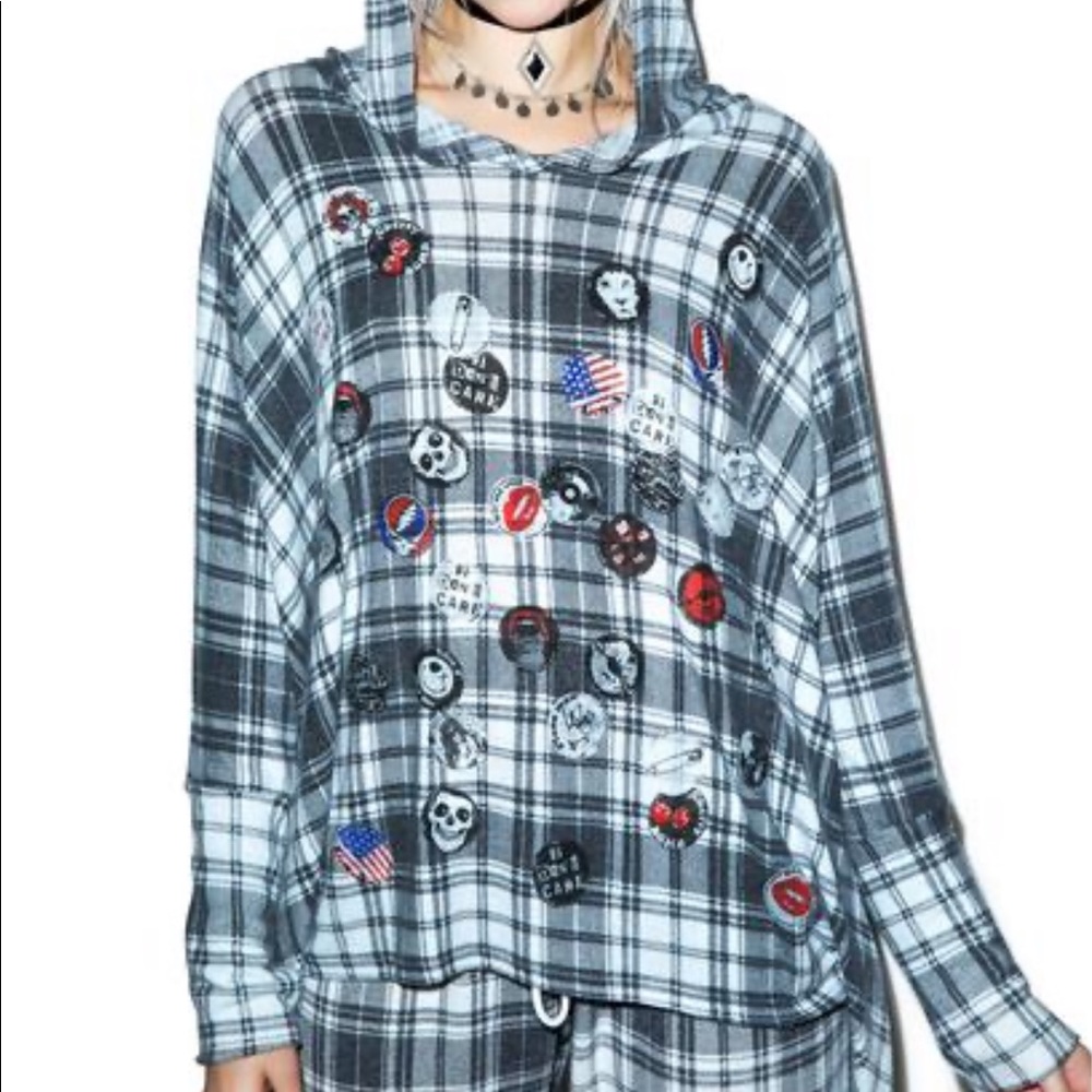 Lauren Moshi Wilma Pins Oversized Hooded Pullover